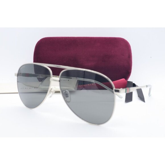 Gucci Other - Gucci GG G1098S 004 Aviator Silver Sunglasses Gray Lenses 62mm